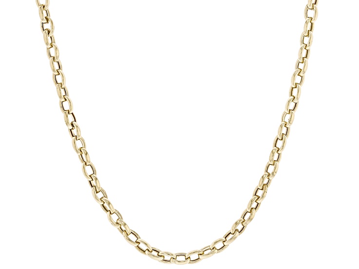 6K Yellow Gold Polished 3mm Cable Chain Necklace - 18 Inch