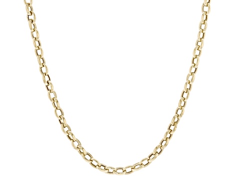 6K Yellow Gold Polished 3mm Cable Chain Necklace - 18 Inch