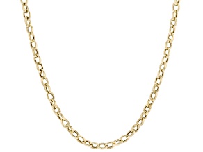 6K Yellow Gold Polished 3mm Cable Chain Necklace - 18 Inch