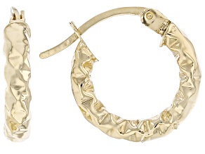 6K Yellow Gold Diamond Cut 3mm Hoop Earrings - 0.50 Inch