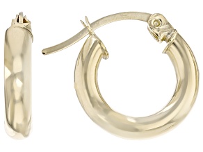 6K Yellow Gold Polished 3mm Hoop Earrings - 0.50 Inch