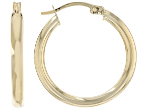 6K Yellow Gold Polished 3mm Hoop Earrings - 1 Inch