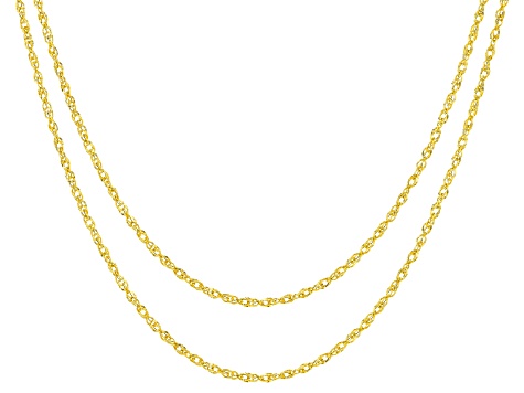 10K Yellow Gold Set of Two Double Singapore 18 and 22 Inch Chains ...