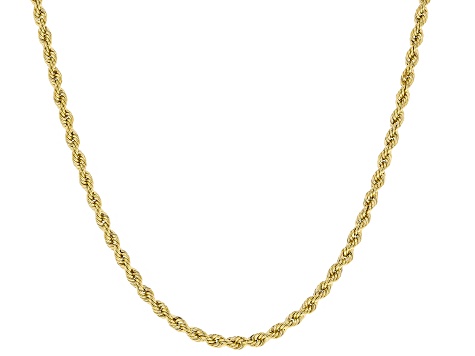 10k Yellow Gold Hollow 1.5mm Diamond Cut Rope 18 inch Chain Necklace