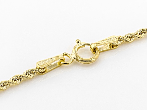 10k Yellow Gold Hollow 1.5mm Diamond Cut Rope 18 inch Chain Necklace