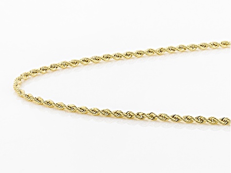 10k Yellow Gold Hollow 1.5mm Diamond Cut Rope 20 inch Chain