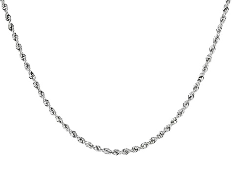 10K White Gold 1.5MM Diamond Cut Rope 18 Inch Chain