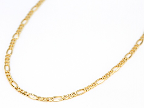 FB Jewels Solid 10K Yellow Gold 3.0mm Figaro Chain 