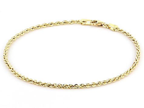 10k Yellow Gold 2.12mm Silk Rope 7 1/2 inch bracelet