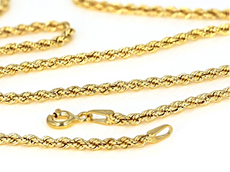 10K YELLOW GOLD 2.7MM 25 INCH ROPE CHAIN NECKLACE