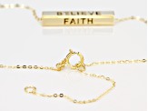 14K Yellow Gold "Inspiration" Bar With Flat Rolo Chain Necklace 18 Inch