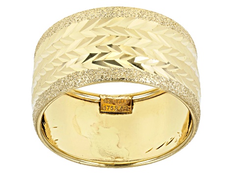 10K Yellow Gold Wide Diamond Cut Textured Ring