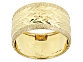 10K Yellow Gold Wide Diamond Cut Textured Ring