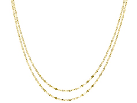 10K Yellow Gold Set of 2 Valentino 18 and 20 Inch Chains