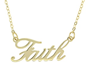 10k Yellow Gold 1.3mm Faith Script 18 inch Necklace