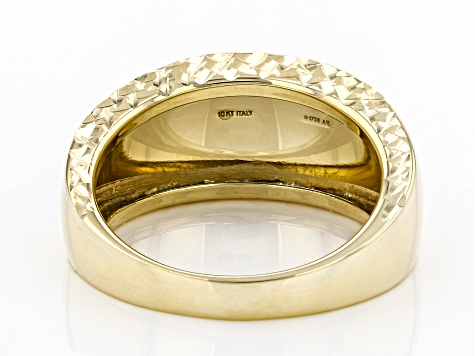10K Yellow Gold 7.8MM Polished Diamond-Cut Dome Ring
