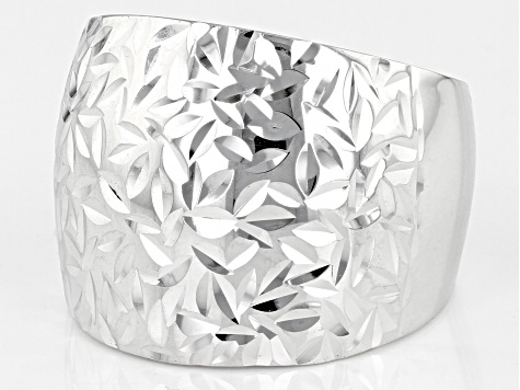 10K White Gold Diamond Cut 18.1MM Dome Ring