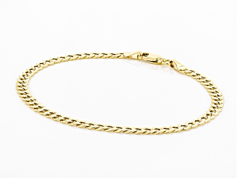 10K Yellow Gold 3.8mm Faceted Curb Bracelet 7.25 Inch