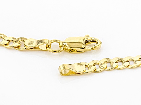 10K Yellow Gold 3.8mm Faceted Curb Bracelet 7.25 Inch