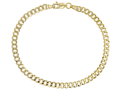 10K Yellow Gold Faceted Curb 8 Inch Bracelet