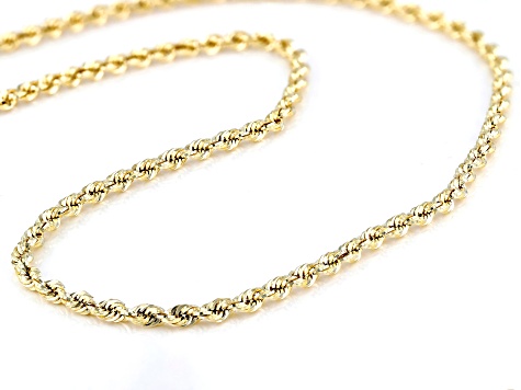 Facted Rope Chain 10K Yellow Gold 2.8mm Mirror Faceted Rope Chain - AU554B | JTV