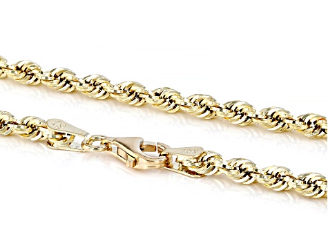 10k Yellow Gold 3.2mm Mirror Faceted Rope Chain - Au554b 