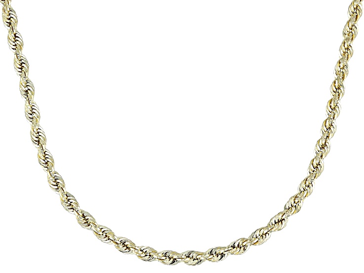10K Yellow Gold 2.8mm Mirror Faceted Rope Chain - AU554C | JTV
