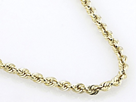 10K Yellow Gold 3.2mm Mirror Faceted Rope Chain