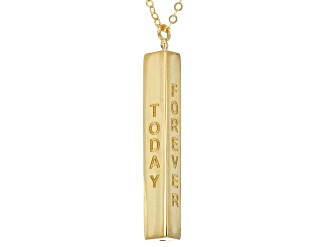 10K Yellow Gold Vertical Bar Script 18 Inch Plus 2 Inch Extender Necklace