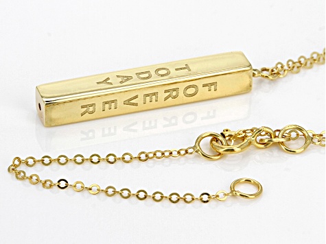 10K Yellow Gold Vertical Bar Script 18 Inch Plus 2 Inch Extender Necklace