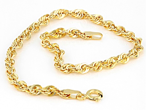 10K Yellow Gold 3.2MM Diamond-Cut Rope Link Bracelet