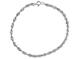 10K White Gold 3.2MM Diamond-Cut Rope Link Bracelet