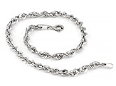 10K White Gold 3.2MM Diamond-Cut Rope Link Bracelet