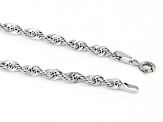10K White Gold 3.2MM Diamond-Cut Rope Link Bracelet