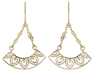 10K Yellow Gold Dangling Open Design Earrings