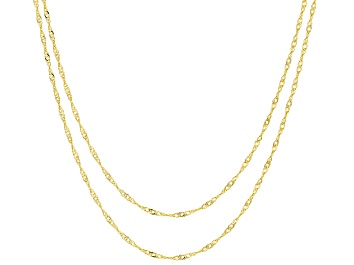 Picture of 14K Yellow Gold 0.8mm Set of 2 18 Inch And 20 Inch Singapore Necklaces
