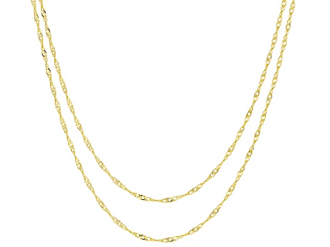 14K Yellow Gold 0.8mm Set of 2 18 Inch And 20 Inch Singapore Necklaces ...