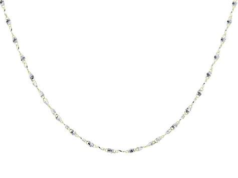 10K Yellow Gold 2MM Twisted Bars Two-Tone 18 Inch Necklace