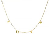 10K Yellow Gold "Love" Cable Chain 18 Inch Necklace