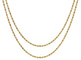 10K Yellow Gold Set of Two 1MM Rope Chain 18 and 20 Inch Necklaces