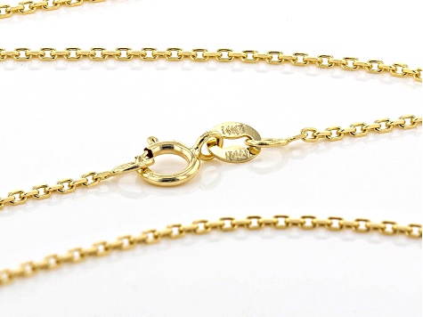 14K Yellow Gold 1MM Diamond Cut 18" Cable Chain Necklace