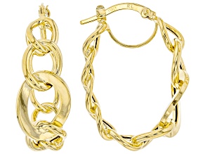 10K Yellow Gold Polished Graduated Oval Link Hoop Earrings