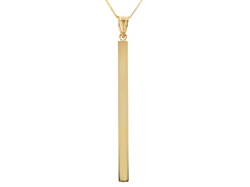 Picture of 10K Yellow Gold Polished Square Tubing Drop Pendant with 18 Inch Box Chain