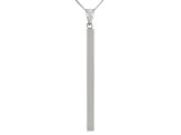 10K White Gold Polished Square Tubing Drop Pendant with 18 Inch Box Chain