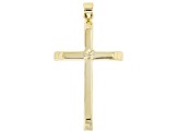 14K Yellow Gold Polished and Diamond Cut Cross with Star in Center ...