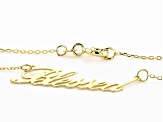 10K Yellow Gold "Blessed" Script 16 Inch with 2 Inch Extender Cable Chain Necklace