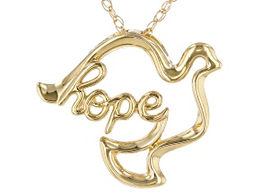 10K Yellow Gold Hope Dove Pendant with Cable 18 Inch Chain