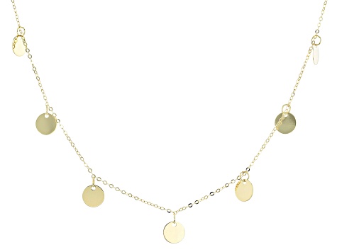 10K Yellow Gold Station Circles 18 Inch Necklace