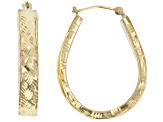 10K Yellow Gold Polished Diamond-Cut Pear Shape Flat Tube Hoop Earrings