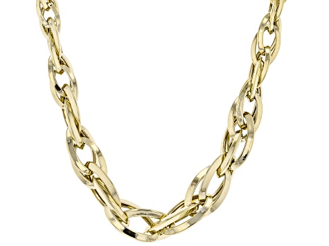 10K Yellow Gold 7.65MM-3.48MM Graduated Interlock Oval Chain 17 Inch Necklace